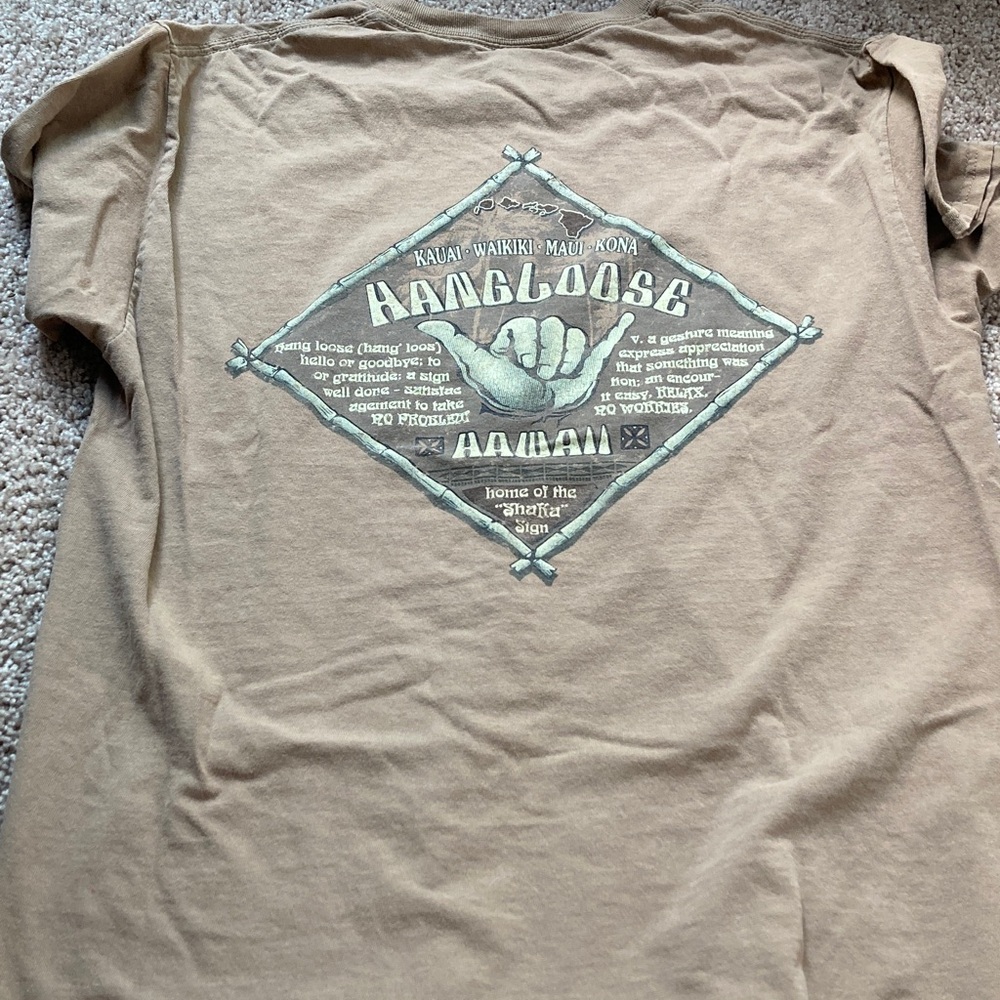 Hangloose Hawaii Islands Brown Short Sleeve T Shirt Sz Large